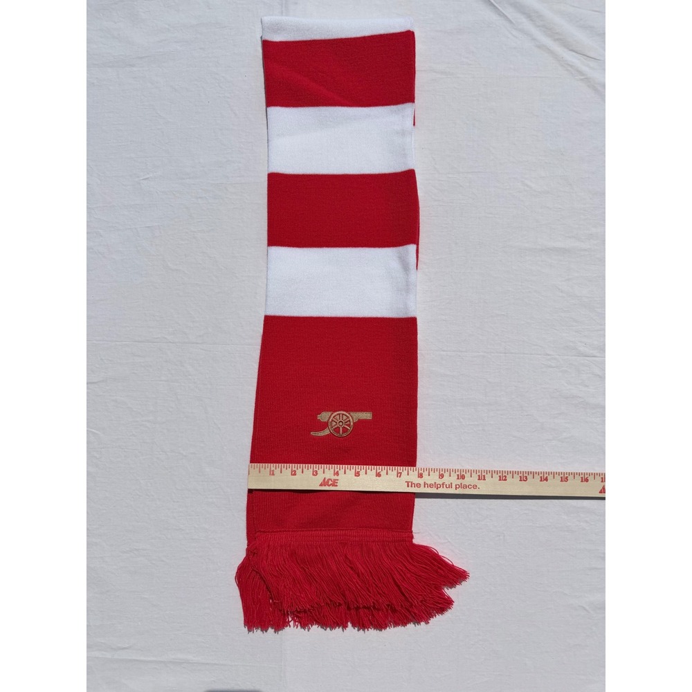 Arsenal FC Scarf Red White Striped Soccer Football Fringe Crest Fan Acrylic EPL - Picture 6 of 6